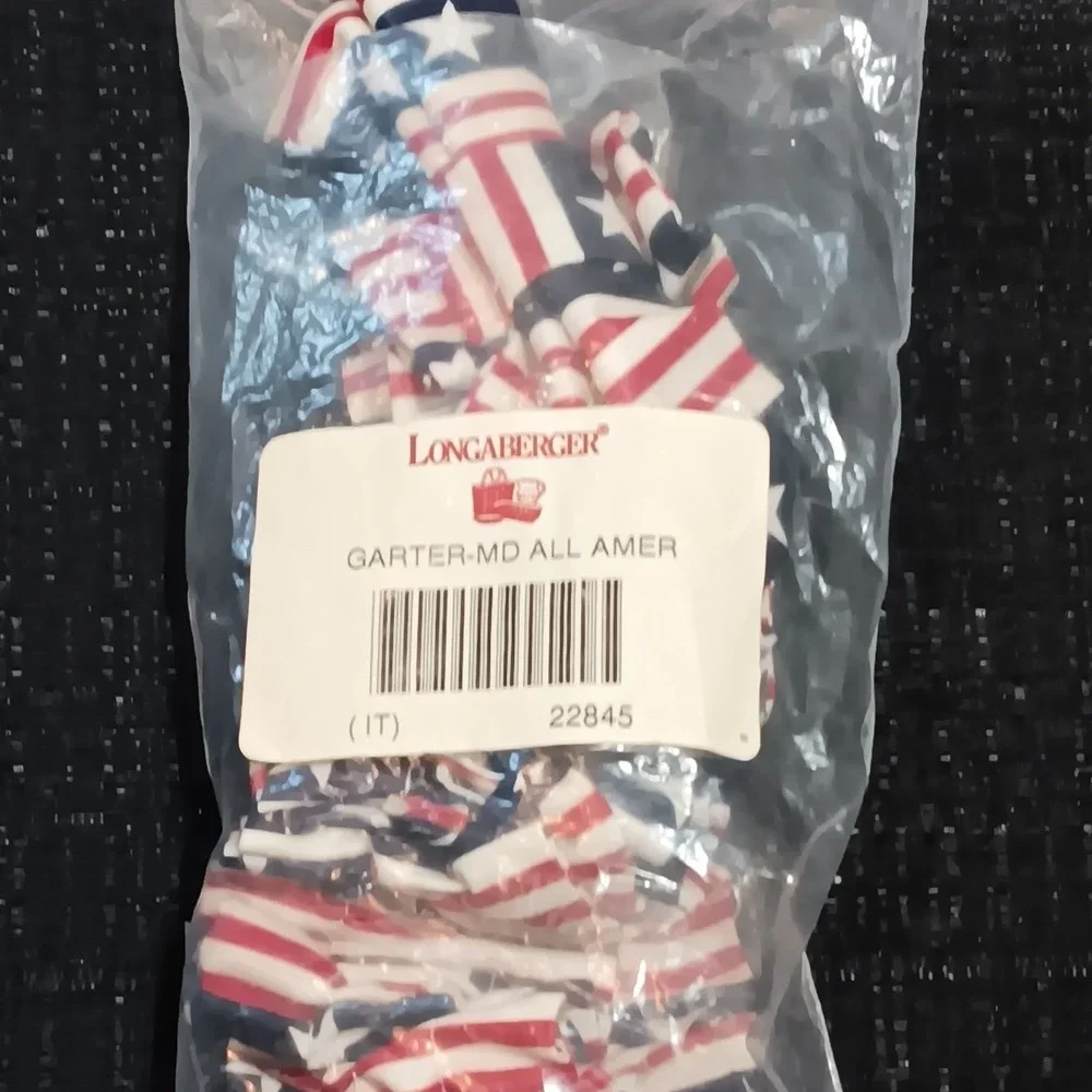 Longaberger Basket Garter Medium All American Stars Stripes Red White Blue 22845